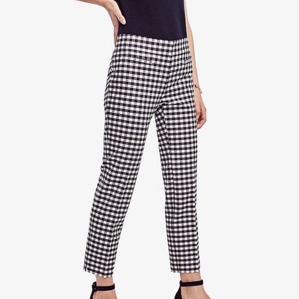 Ann Taylor Devin Cropped Gingham Checked Pants